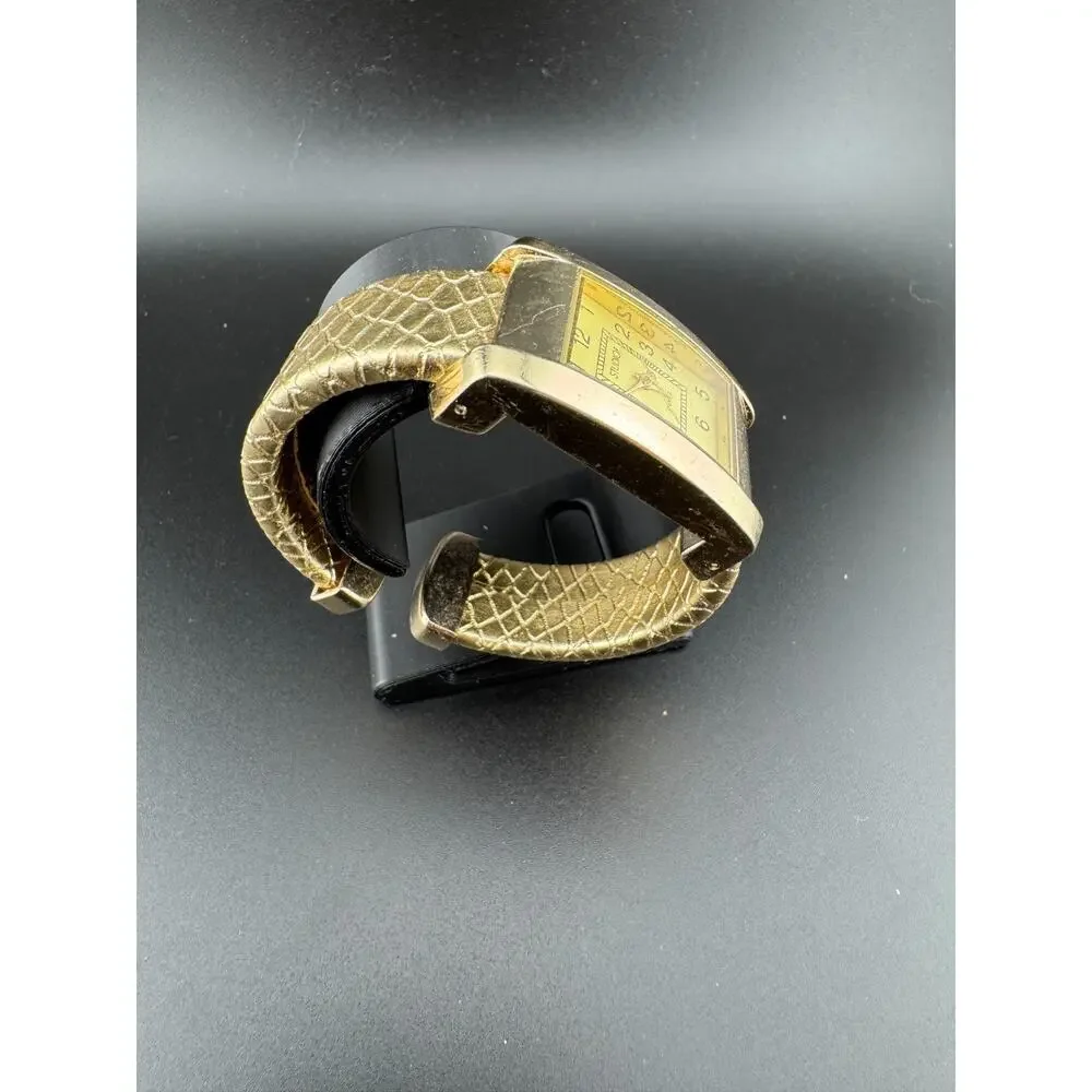 Studio Time Gold-Tone Cuff Watch, Snakeskin Texture